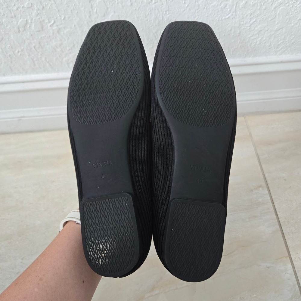 VIVAIA Black Knit Square Toe Ballet Flats Women Size‎ 40 US 9 - Picture 6 of 8